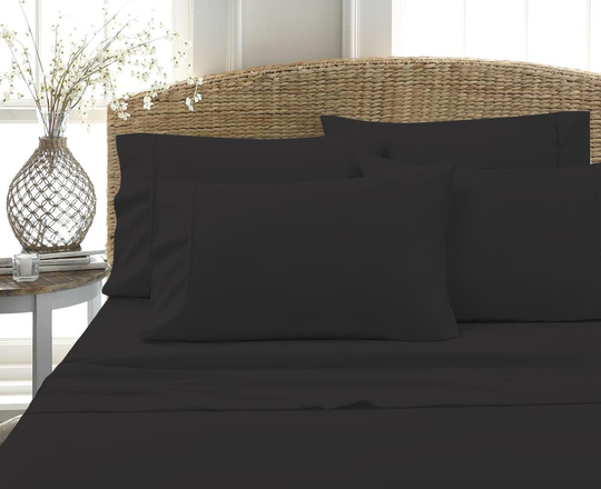 MHF Home MHF Home Leanne Cotton Blend Sheet Set Full 800-Thread Count Cotton Blend Black 6-Piece Bed Sheet Polyester | M582394