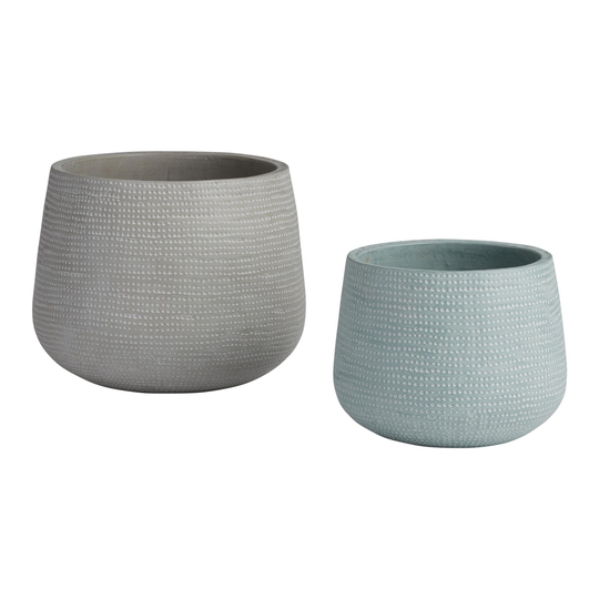 Dotted Terracotta Dorothy Outdoor Patio Planter: Blue - Cement - Small by World Market