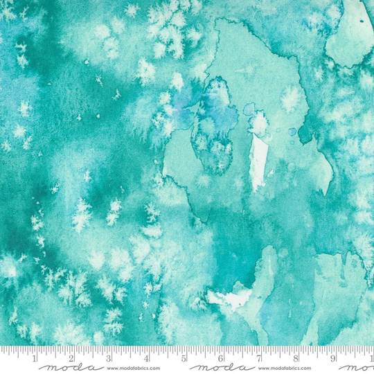 1-2/3 Yard Remnant Starflower Christmas - Flow Basics in Aqua Frost Blue Cotton Quilt Fabric Blender 8433-31 Moda Fabrics | W8045