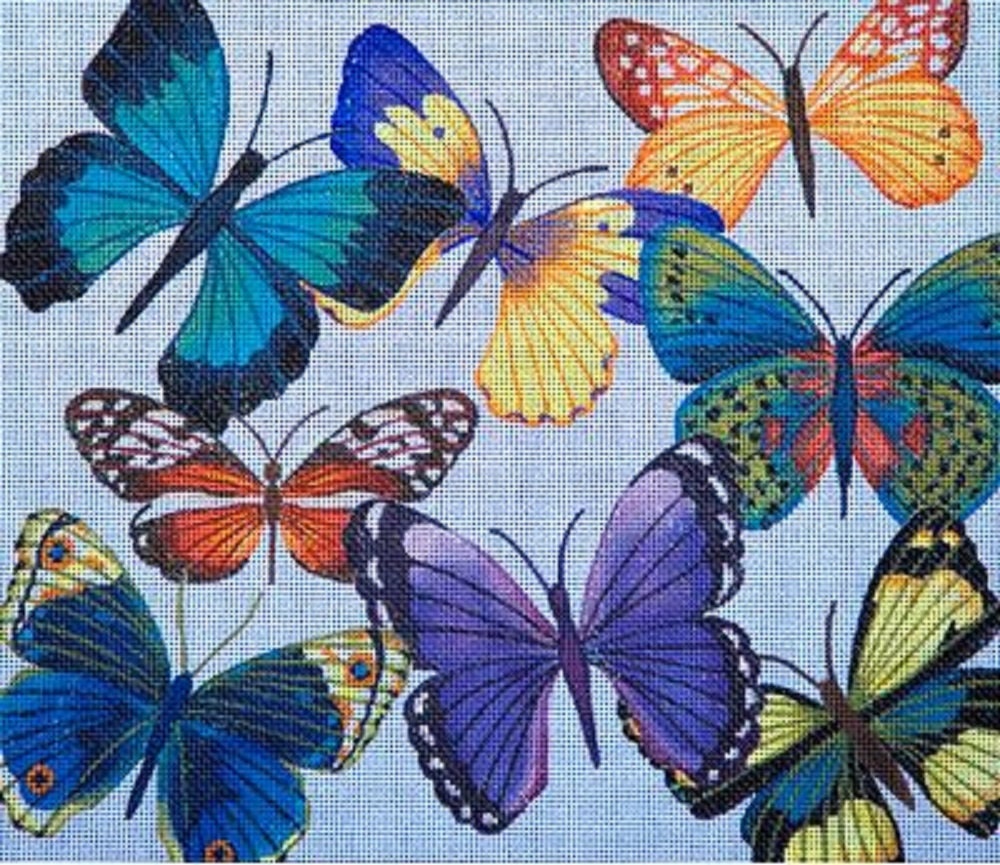 Needlepoint Handpainted Jp Butterfly Heaven 14x12 -Free Us Shipping