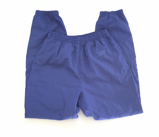 1990S Reebok Blue Nylon Vintage Jogger Pants // Size Small