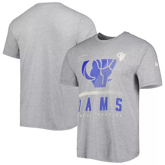 Men's New Era Heathered Gray Los Angeles Rams Combine Authentic Red Zone T-Shirt, Size: Medium, Grey