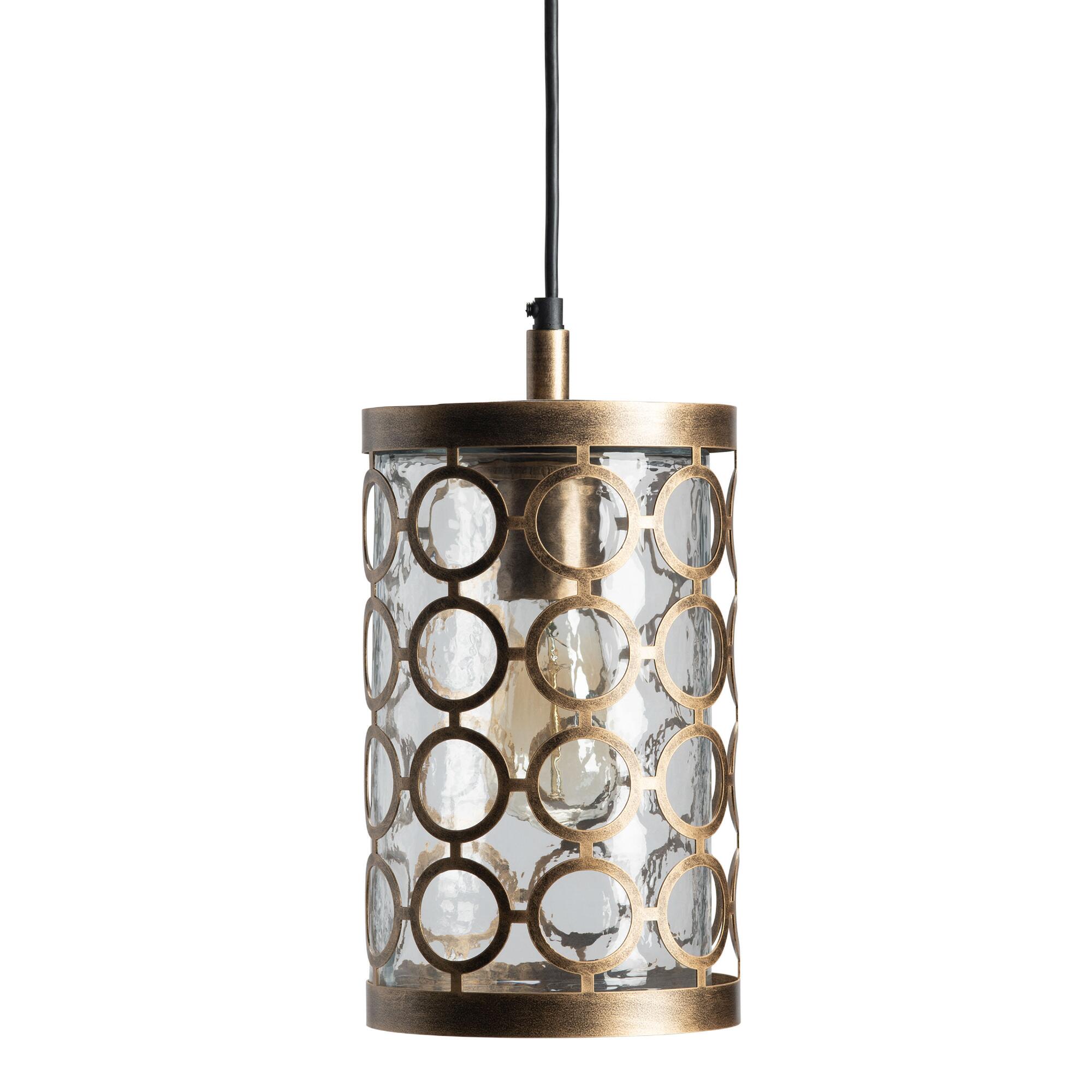 Glass and Brass Moroccan Style Circle Pendant Lamp: Brown/Metallic by World Market