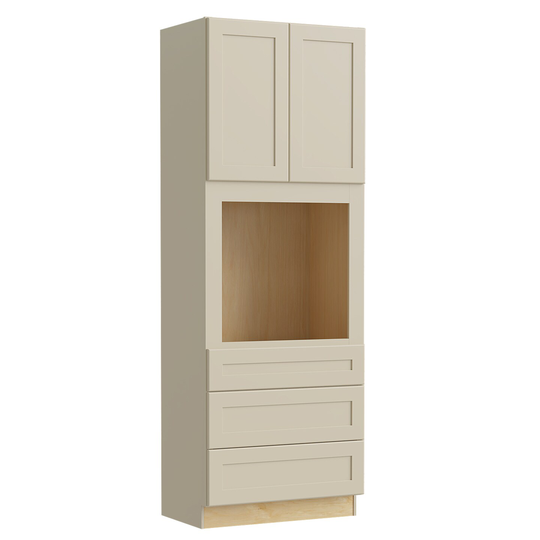 Luxxe Cabinetry Norfolk 33-in W x 96-in H x 24-in D Blended Cream Painted Drawer Base Fully Assembled Semi-custom Cabinet (Shaker Door Style)