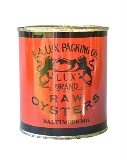 Oyster Can Lux Brand Pint Tin Advertising Baltimore Maryland