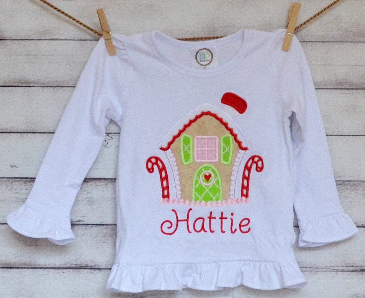 Gingerbread Child, Baby Or Adult Applique Shirt Bodysuit Boy Girl
