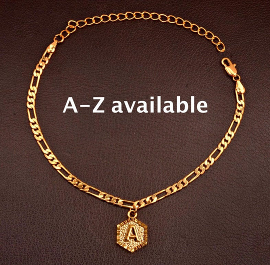 18K Gold-Plated Alphabet Letters Initial Pendant Ankle Bracelet/Anklet Name Initial For Women