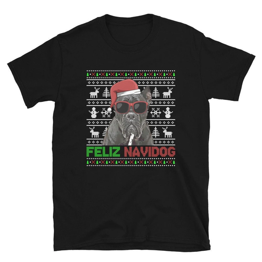 Cane Corso Dog Funny Feliz Navidog Christmas Ugly Sweater Pajama T-Shirt