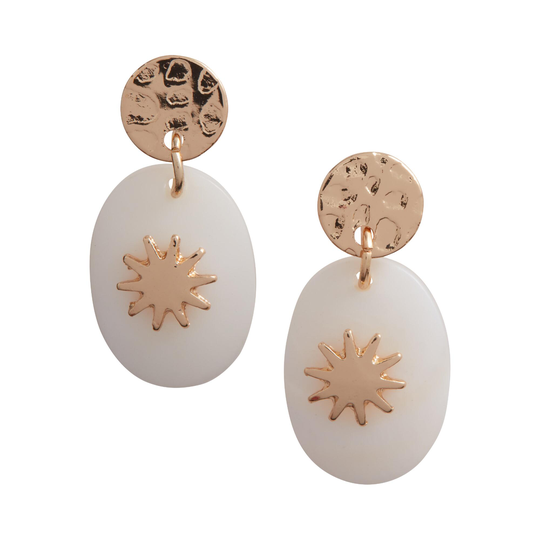 Gold Mother Of Pearl Star Drop Earrings by World Market
