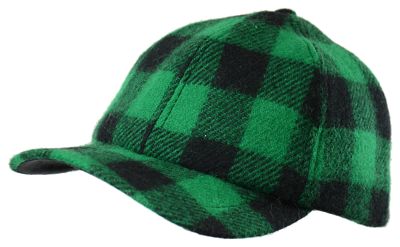 Crown Cap Buffalo Check Wool Blend Ball Cap - Green/Black - L