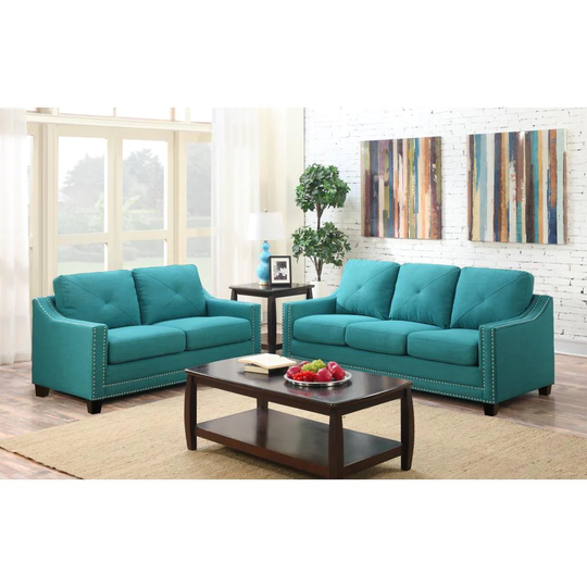 Picket House Furnishings Mauldin Modern 2-Piece Polyester/Polyester Blend Teal Living Room Set in Green | UMO087SL2PC