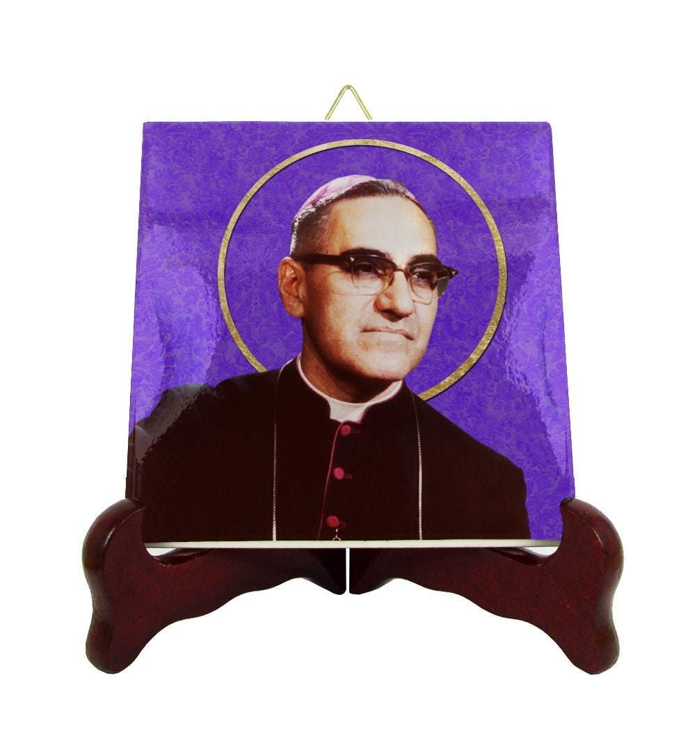 Saint scar Romero - Icon On Ceramic Tile St Saints Art Catholic Serie Roman Church