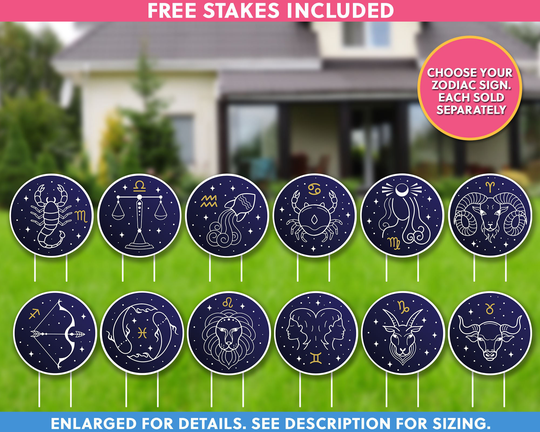 Zodiac Yard Sign | Astrology Lawn Taurus Scorpio Libra Aquarius Cancer Gemini Leo Virgo