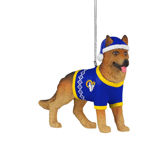 FOCO Los Angeles Rams German Shepherd Ornament, Multicolor