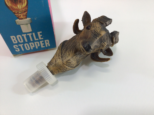 Rams Head Bottle Stopper Vintage Plastic Kitschy Collectible