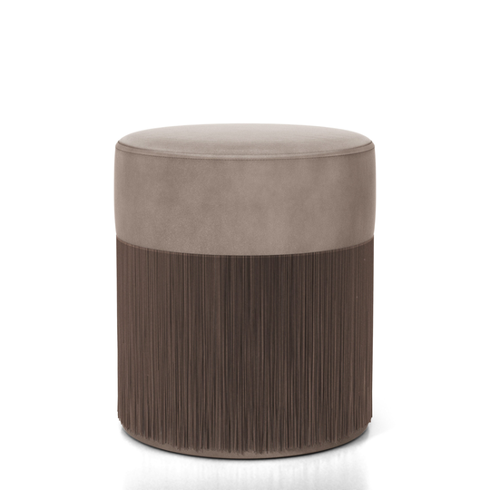 Furniture of America Rinya Modern Brown Polyester/Polyester Blend Round Ottoman | IDF-OT5662BR