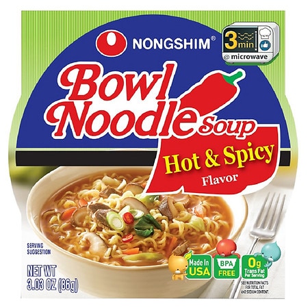 Nongshim Hot & Spicy Bowl Noodle Soup Hot & Spicy Flavor - 3.03 oz