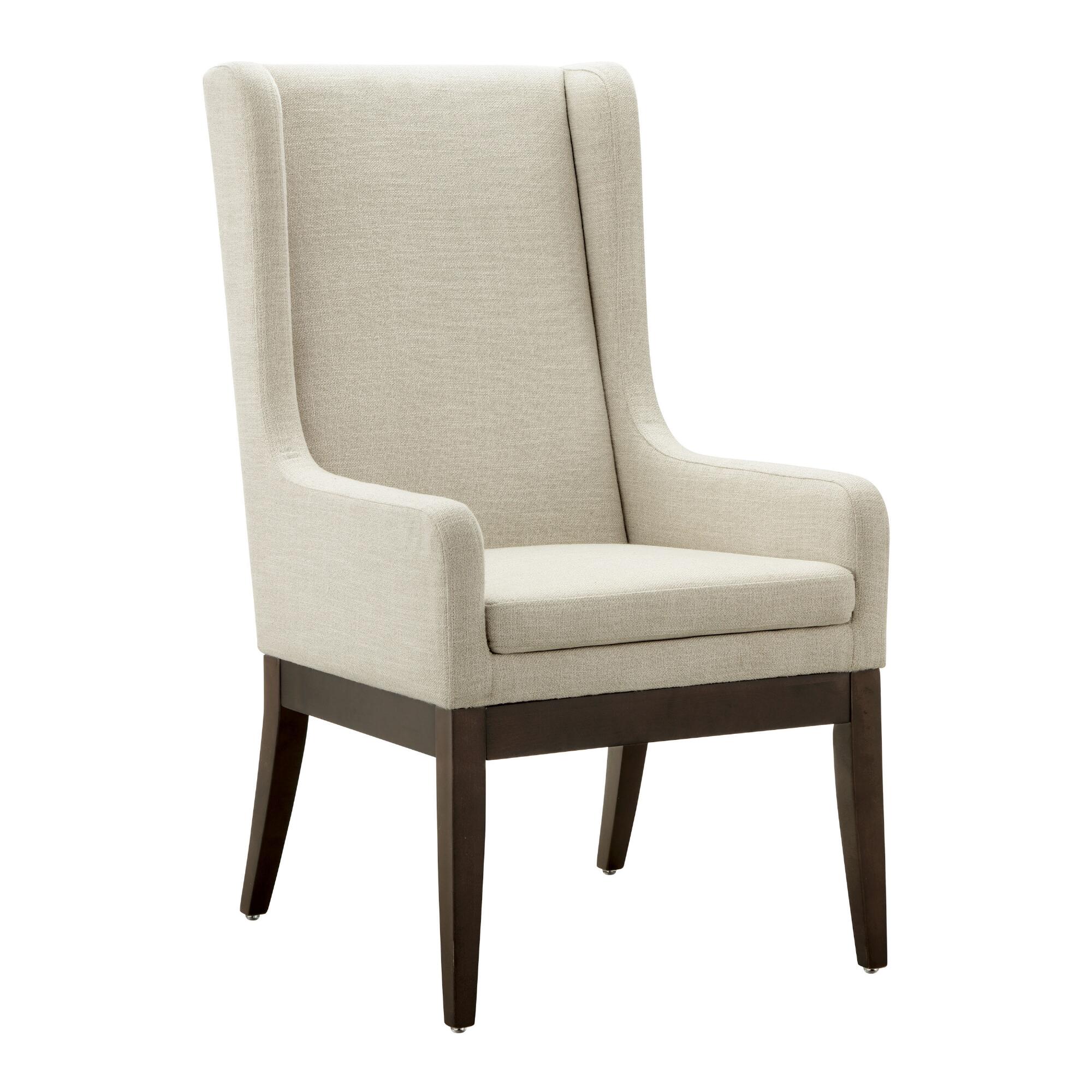 Ivory Dexter Wingback Upholstered Dining Armchair: Brown/Gray/Natural - Fabric by World Market