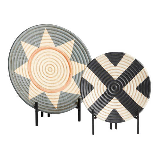 CRAFT Ecomix Patterned Plate on Stand: Multi - Papermache by World Market
