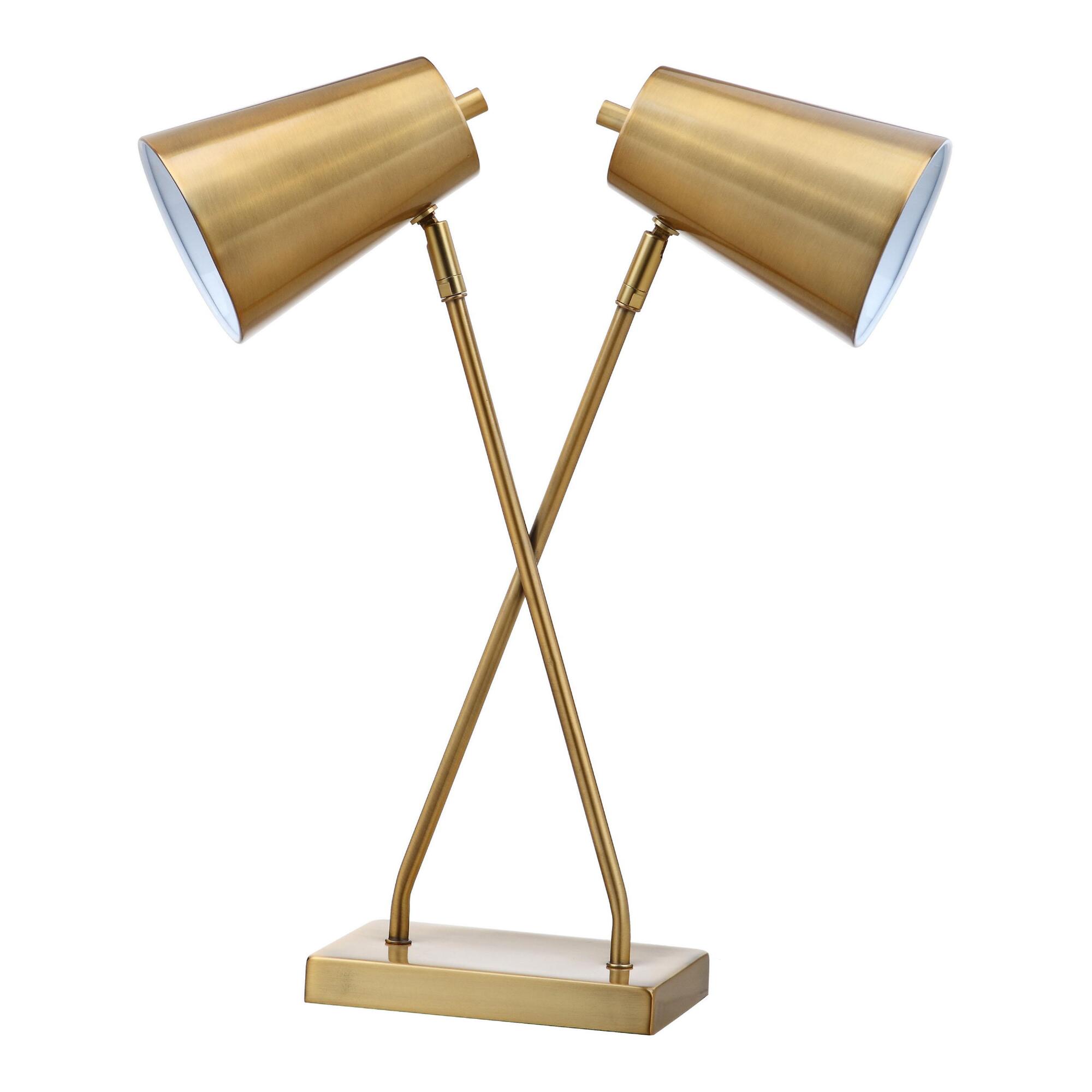 Gold And White 2 Light Belden Table Lamp by World Market