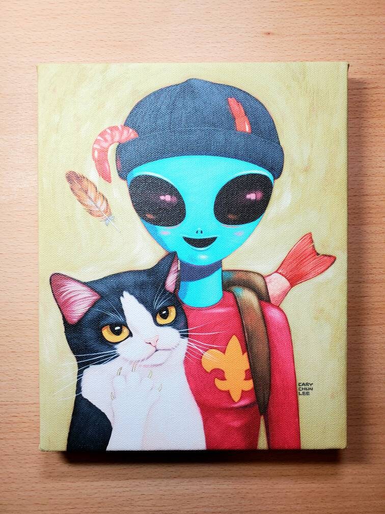 Alien, Kitty, Seafood Canvas Print