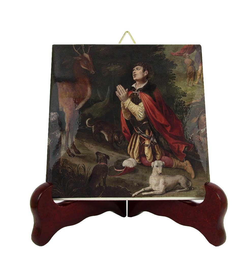 Saint Eustace - Catholic Saints Serie, St Icon On Ceramic Tile Saint Art Patron