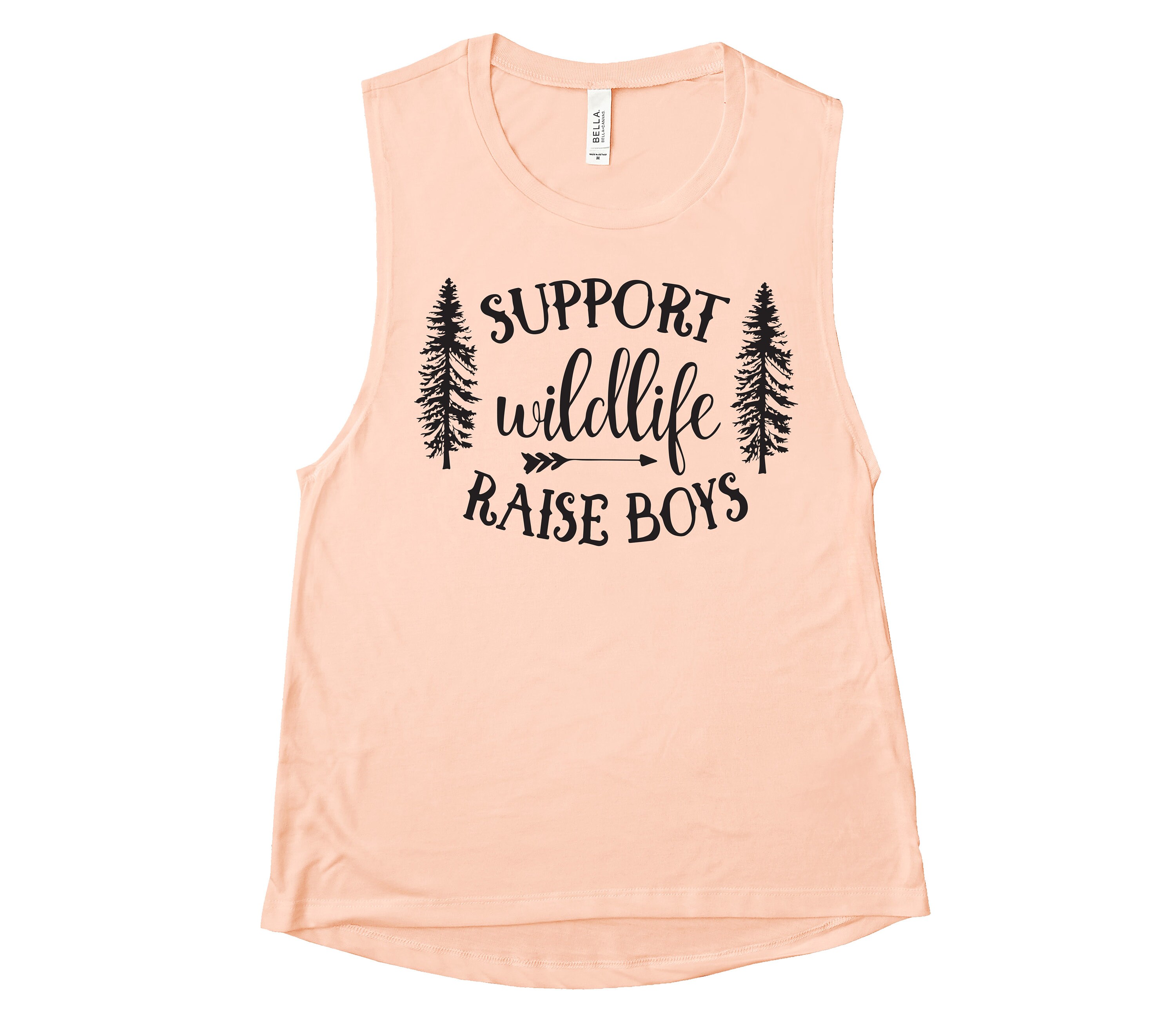 Womens Support Wildlife Raise Boys Muscle Tank Top
