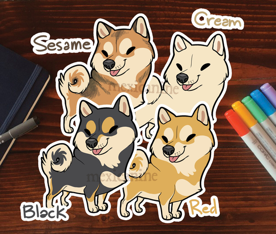 Shiba Inu Sticker || Puppy Dog, Vinyl, Hand Drawn Illustration, Stationery, Digital Art, Kawaii