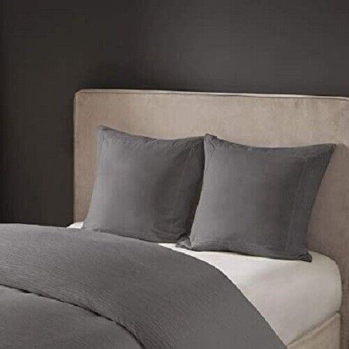 Natori Hanae Cotton Blend Yarn Dyed Euro Sham Grey 26x26