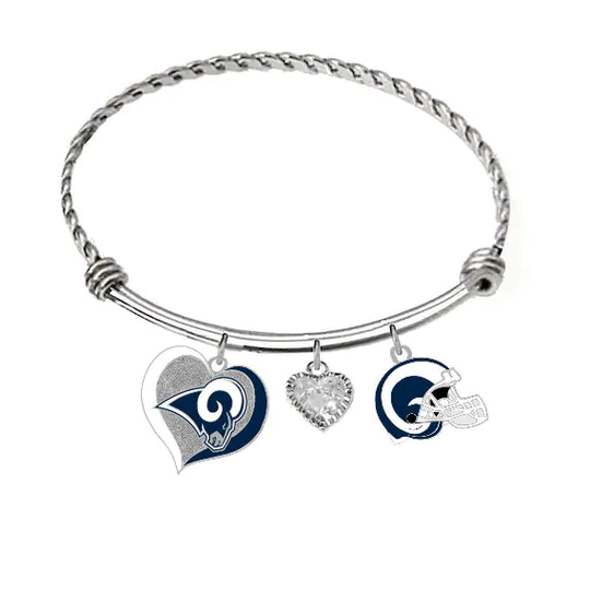 Las Angeles Rams Adjustable Bangle Bracelet With 3 Charms