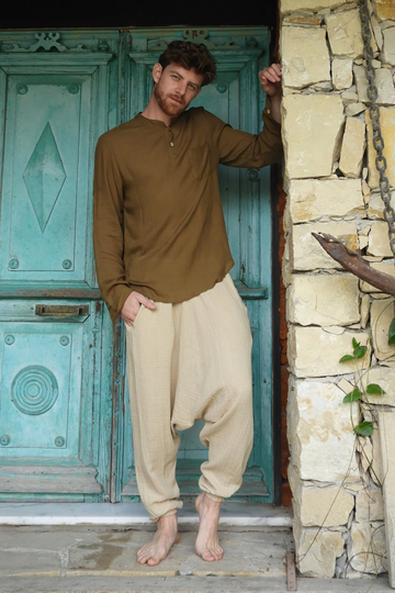 Linen Blend Shirt Men, Mens Clothing, Big & Tall Clothes, Roll Up Sleeve