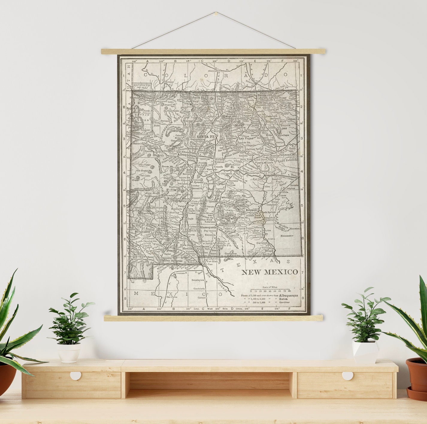 New Mexico Vintage State Map Print | Canvas Art Printed Marketplace