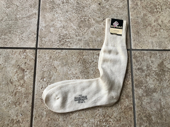Deadstock Penneys Big Mac Wool Blend Off White Work & Sport Socks | Size 12.5 - 13 1960S 70S Ivy League Trad Nos
