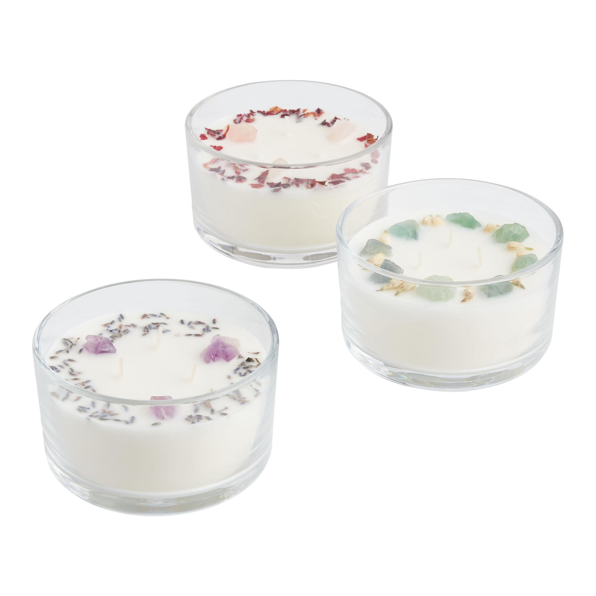 Botanical and Crystals Scented Candle: White - Scented Wax by World Market