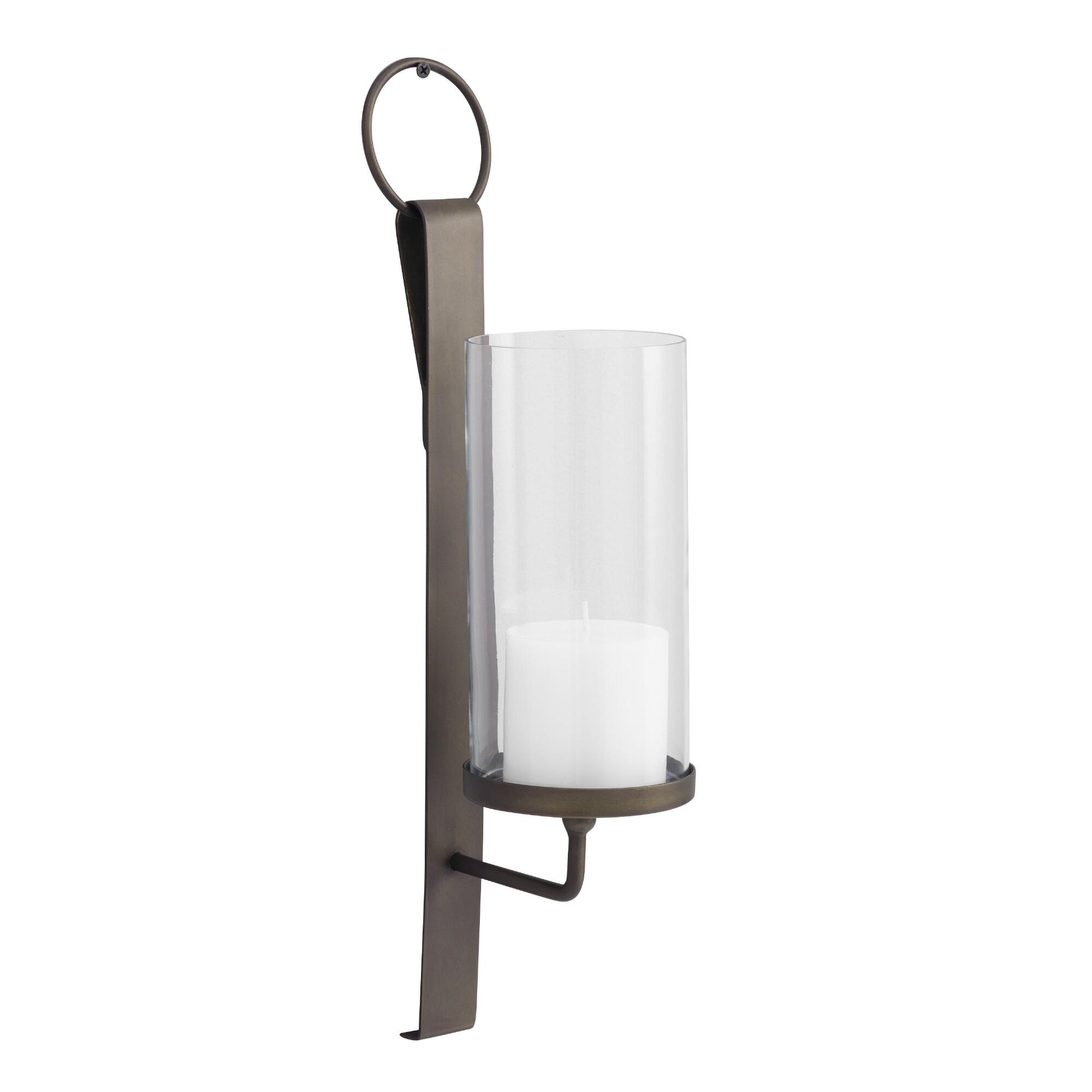 Antique Brass Strap Connor Hurricane Wall Sconce by World Market
