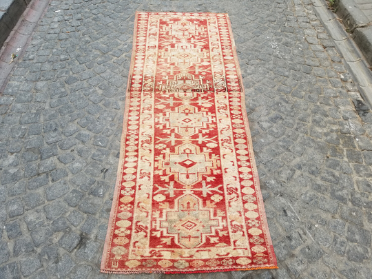 Herki Rug, Kurdish Rug, Runner 2'10" X 7'6" Ft, 86 230 cm, Free Shipping, Hand Woven, Vintage Hallway Runner, #1444