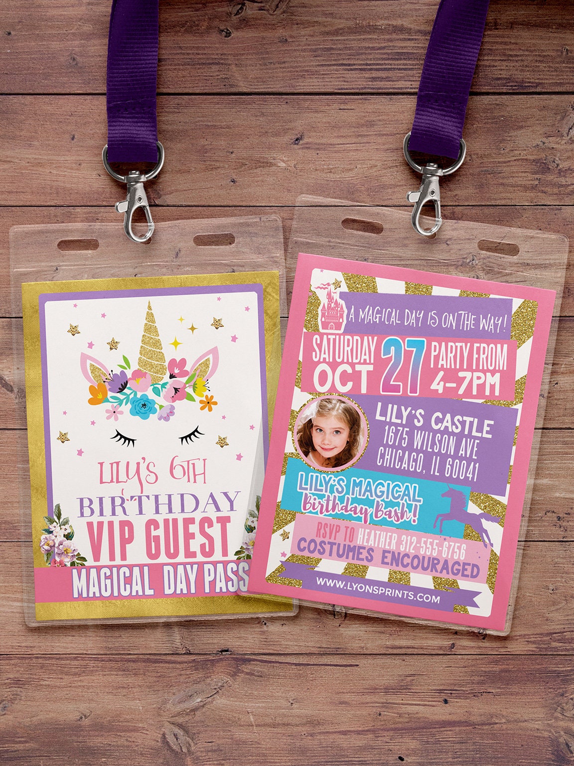 Rainbow Unicorn Birthday Invitation, Rainbow Unicorn Invitations, & Fairy