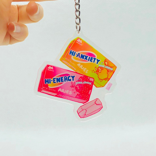 Aries | Zodiac Acrylic Keychains Holographic Double Sided Hi-Chew Anime Phone Charms Aesthetic Otaku Gift