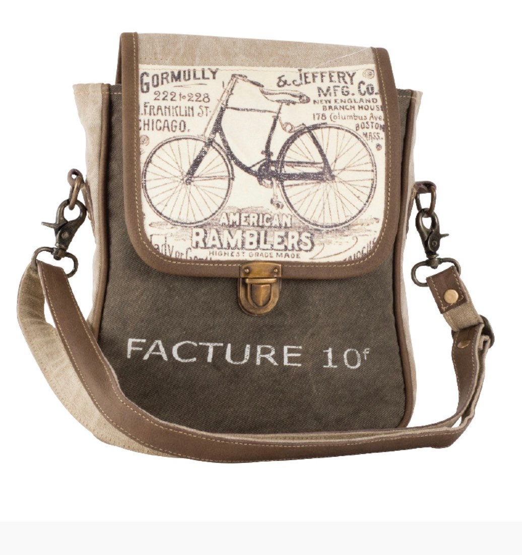 Ramblers Crossbody Shoulder Bag Recycled From Military Tent Truck Canvas