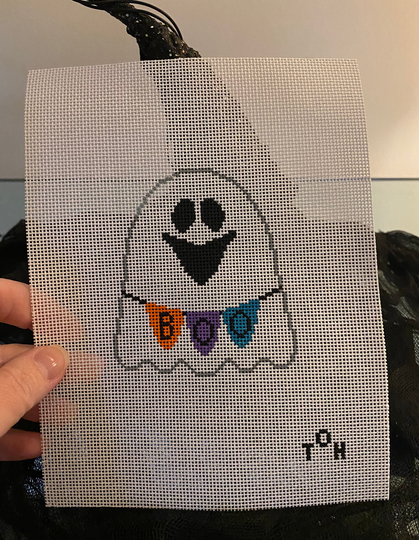 Halloween Ghost Boo Pennant Needlepoint Canvas