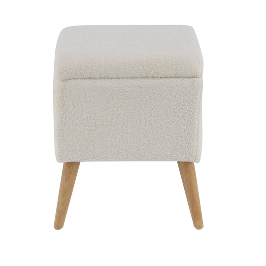 Grayson Lane Modern White Polyester/Polyester Blend Square Integrated Storage Ottoman | 38383