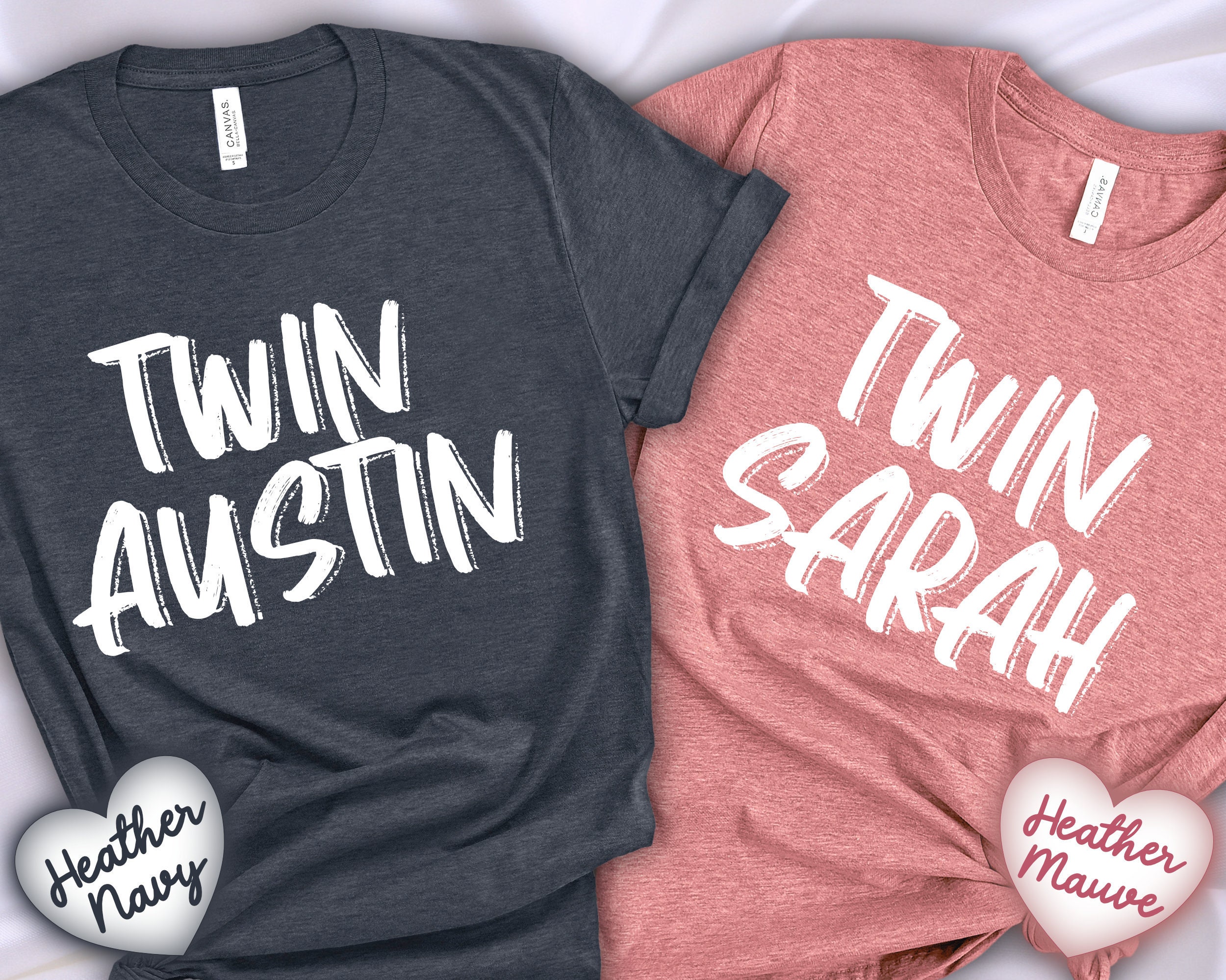 Personalized Adult Twin T-Shirts | Custom Name Shirts Gift For Matching Tee Wombmate Price Per Item