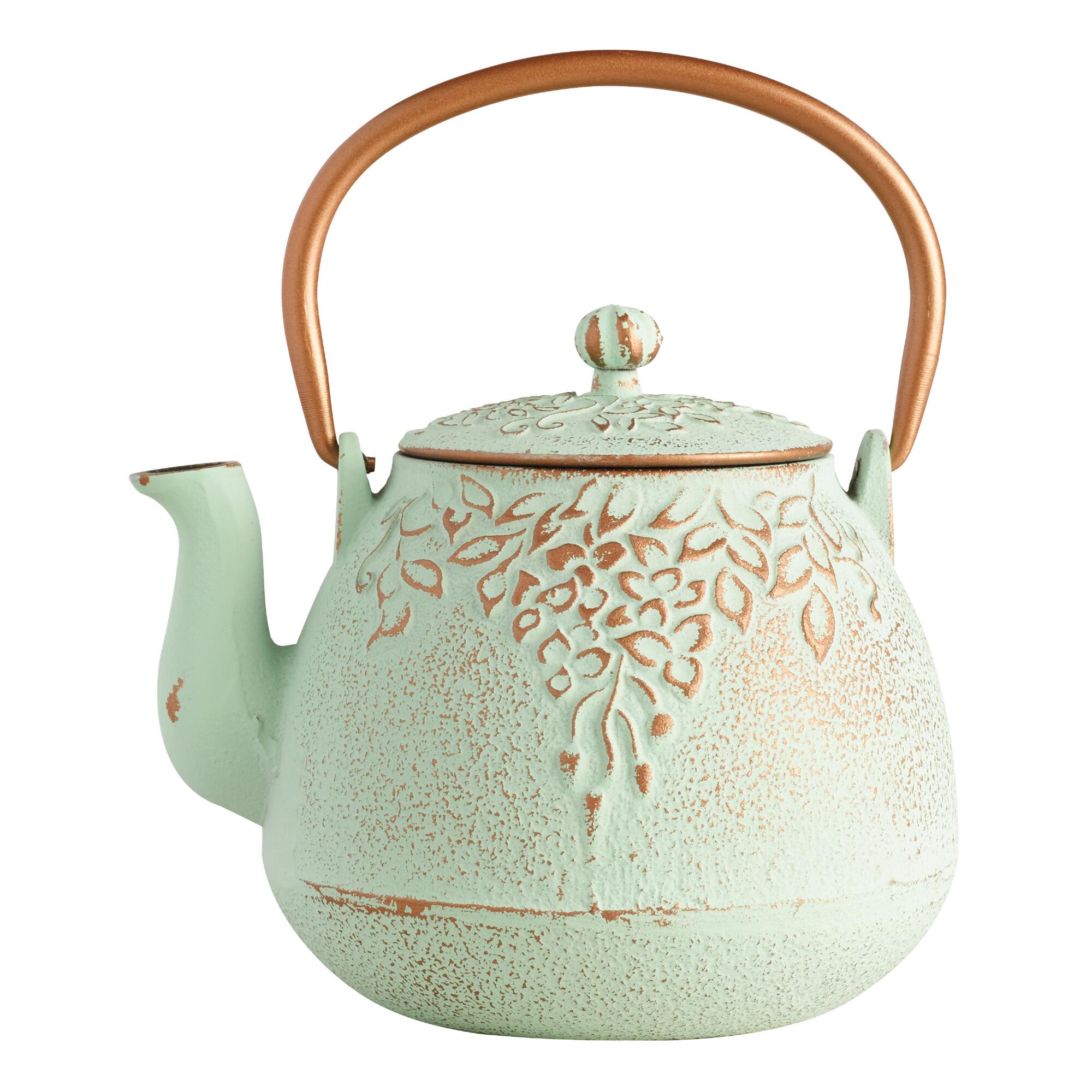 Light Green Embossed Cast Iron Teapot by World Market