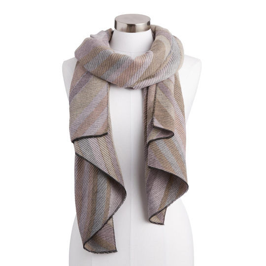 Multicolor Pastel Textured Stripe Scarf - Polyester by World Market