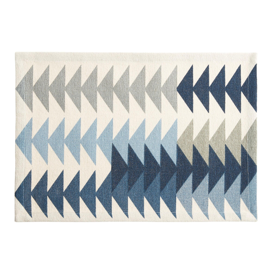 Ivory and Blue Geometric Arrows Placemat - Cotton - Small by World Market