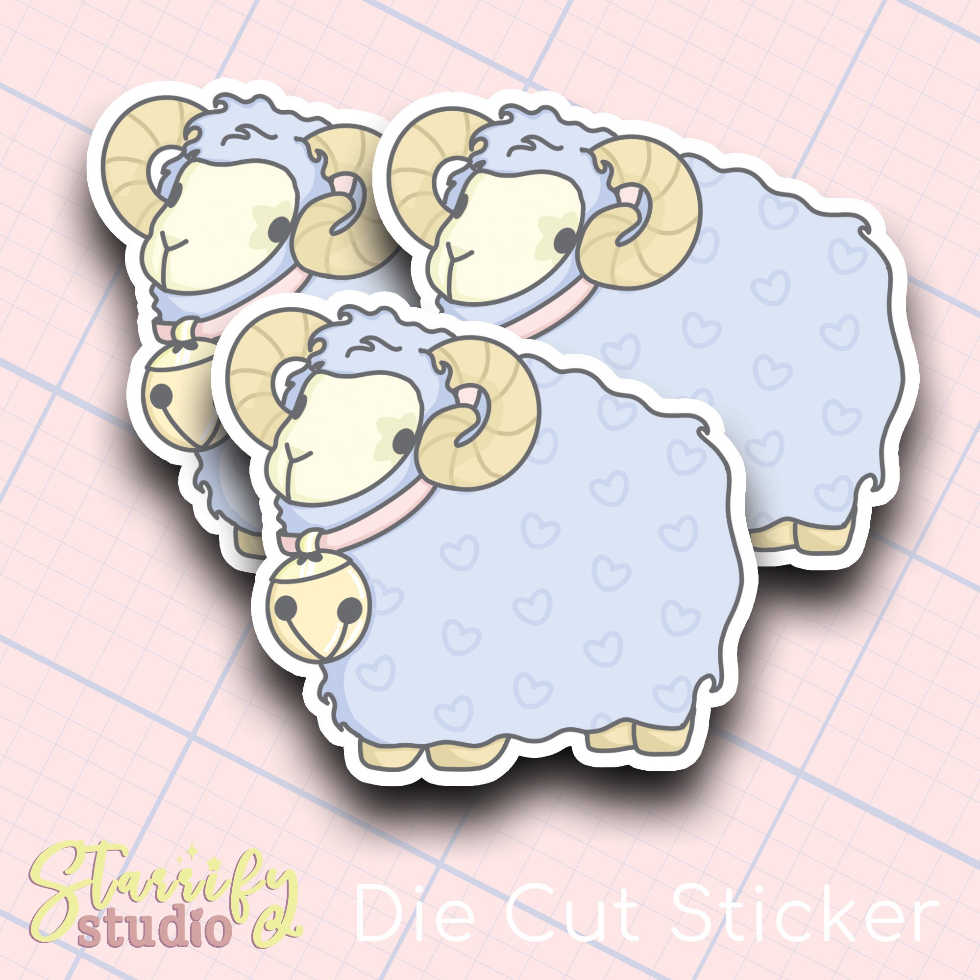 Kawaii Ram Die Sticker - Sticker, Cute Stickers, Pastel Ram, Laptop Decal, Waterbottle