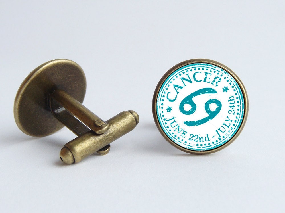 Cancer Birthday Gift Custom Cuff Links Zodiac Jewelry Cufflinks Constellation Birth Sign Astrology Astrological Gifts