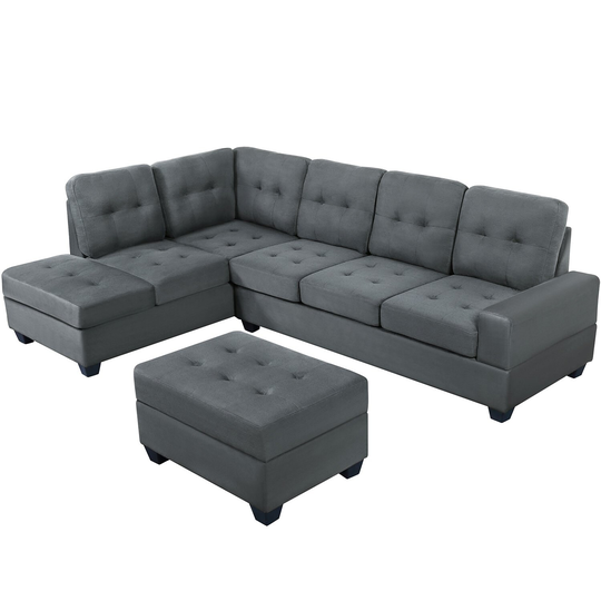 CASAINC Sofa Modern 3-Piece Polyester/Polyester Blend Gray Living Room Set | OR-SG000098AAA-2