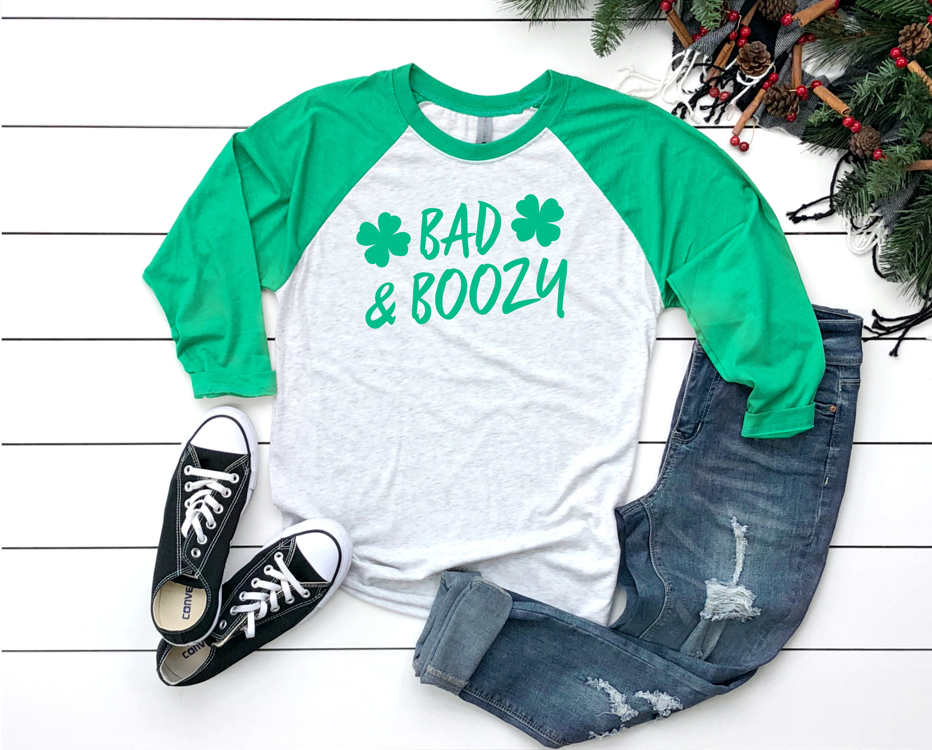 St. Patricks Day Shirt Women, Bad & Boozy, St Pattys Shirt, Paddys Baseball Tee
