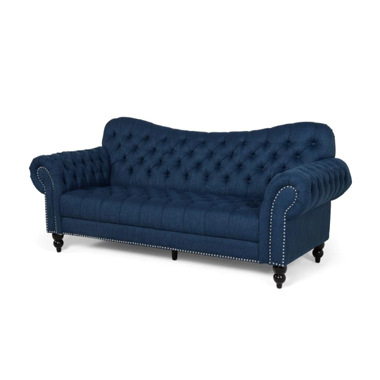 Best Selling Home Decor Chesterfield Modern Navy Blue and Dark Brown Polyester/Blend Sofa | 312375